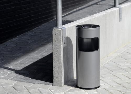 Image of Durable Waste Bin Safe with Round Ashtray - Black