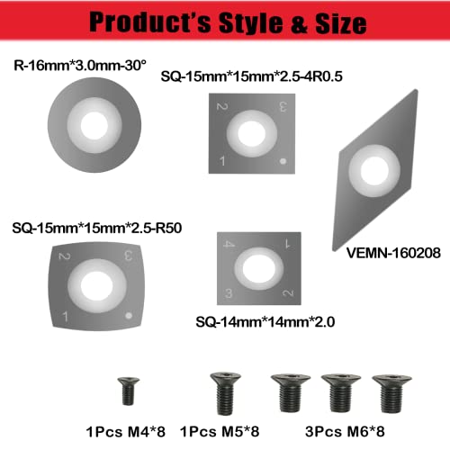 QTACIE Wood Turning Chisels Tips Carbide Tipped Wood Turning Tools Tungsten Carbide Cutters Inserts Blade Set for Woodturning Lathe Tools,5Pcs with Screws 3 QTACIE Wood Turning Chisels Tips Carbide Tipped Wood Turning Tools Tungsten Carbide Cutters Inserts Blade Set for Woodturning Lathe Tools,5Pcs with Screws - Image 3