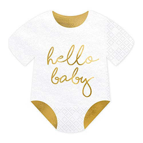 Lot de 20 serviettes en papier Motif Hello Baby 3 couches Blanc Cover