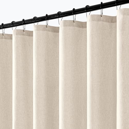 ANRODUO Boho Farmhouse Cream Polyester Textured Fabric Shower Curtain Set - 72
