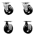 Swivel and Rigid Top Plate Caster Set ? Black 4 Inch by 2 Inch Rubber on Cast Iron Wheel ? Ball Bearing ? 1,600 lbs. Total Capacity?Includes 2 Swivel and 2 Rigid Casters ? Service Caster Brand