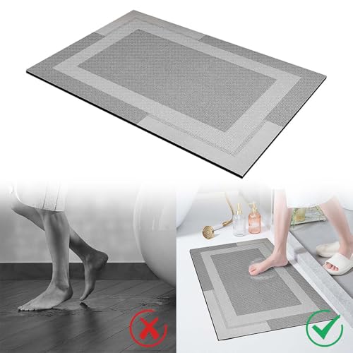 Diatomite Bath Mat, 12 * 16 Inch Non Slip Quick Dry Wear-Resistant Low Thickness Super Absorbent Bath Mat,Wear-Resistant Rubber Backing Minimalist Washable Bath Mats for Bathroom, Bathtub (Gray) - image 7