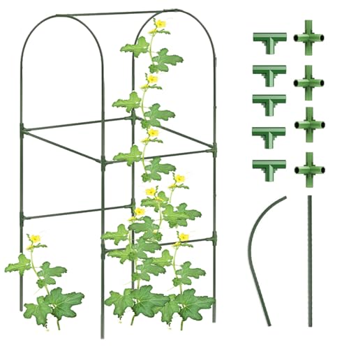 Cucumber Trellis for Plant Climbing- Cucumebr Arch Trelli for Flower Vine Vegetable Tomato Cage Raised Bed- Foldable Garden Tunnel Trellis