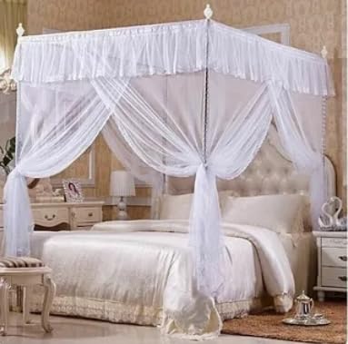 Uadme Grand Carré Princesse Lit À Baldaquin Net Luxe - Moustiquaire de Voyage Avec Ouverture sur Trois Côtés pour Extérieure, Chambre, Patio, Hamac, Pont...