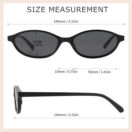 JOOX Retro Oval Sunglasses for Women Cat eye Sunnies Y2K Lightweight Narrow ShadesTrendy UV400 protection3