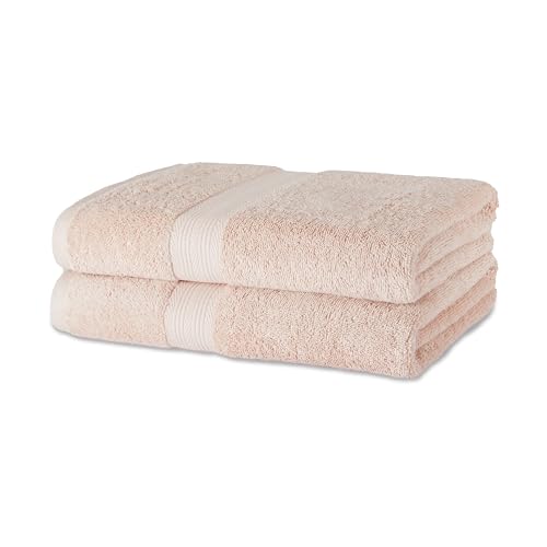 Amazon Basics Fade-Resistant 100% Cotton Bath Towel, Machine Washable, 30'x54', Blush...