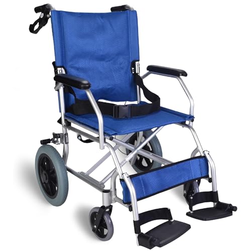 Lightweight Folding Transit Travel Wheelchair with lapbelt Weighs Under 10kg - EC1863