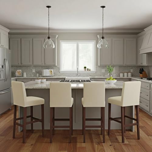 Image of Bar Stool Covers Counter Chair Slipcovers Set of 4,Beige | Stretch Barstool Seat Covers,Washable Removable Pub Tall Stool Slipcover,Bar Chair Cover for Kitchen Dining Room Cafe