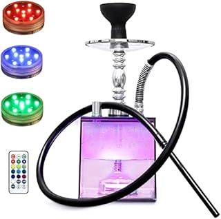Acrylic Hookah Complete Set - Light Colors Variation - Modern Design Shisha Smoking Kit – Glass Water Pipe Narguile - Includes Accessories