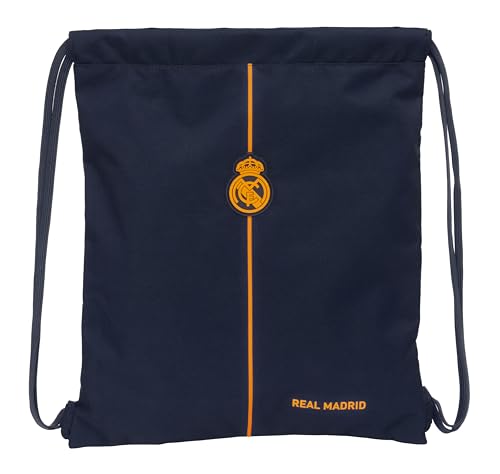 REAL MADRID 2ª EQUIPACIÓN 24/25 - Mochila Saco Plano Grande, Mochila, Ideal para Niños de Diferentes Edades, Cómoda y Versátil, Calidad y Resistencia, 35x40 cm, Color Azul Marino
