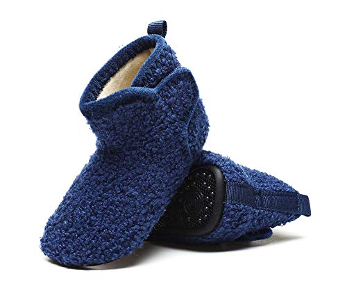Zooyung Toddler Baby House Slippers Shoes Winter Warm Fleece Anti Slip Rubber Sole For Kids Boys And Girls(Zy-Ts2268Blue23) #TOP1