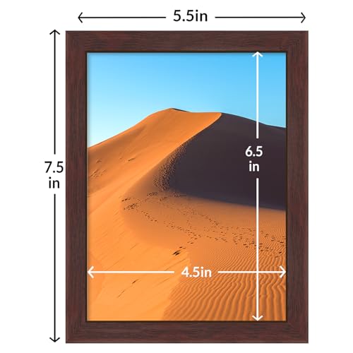 Image of LaVie Home 5x7 Picture Frame for Wall Display, 5x7 Brown Picture Frame with HD Plexiglas, 5 x 7 Poster Frame 1 Pack, Display Frame for Vertical or Horizontal, Classic Collection