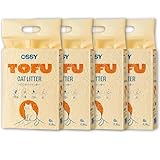 Arena de Tofu para Gatos OSSY X4 10Kg 24L Arena Super Aglomerante Desechable por WC Sin químicos Sin Fragancias Artificiales Libre de Polvo 5 Etapas de Filtrado Control Olores Natural.