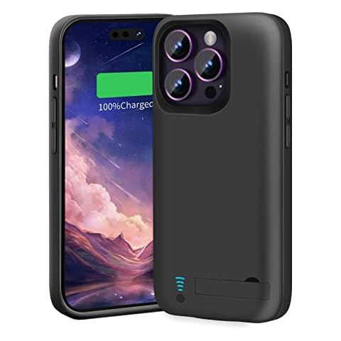 BAHOND Battery Case for iPhone 14 Pro Max, 6000mAh Rechargeable Extended Battery Charging/Charger Case, Add 100% Extra Juice, Support Wire Headphones (6.7 inch) Black Cover