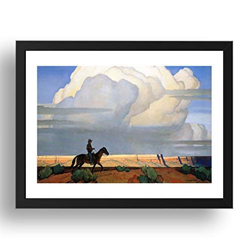 Period Prints Desert Journey (Cowboy, Horse) 1935 di Maynard Dixon, Stampe da Parete Vintage Western Americano Paesaggio Art Incorniciato A3 Riproduzione in Cornice 43x33 cm