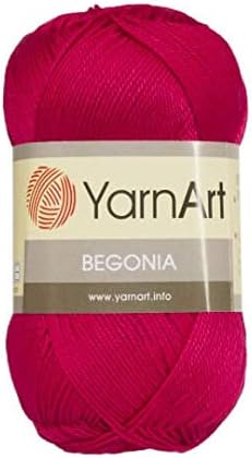 10 Skein (Pack) Total 8.8 Oz. Yarnart Begonia, 100% Mercerized Cotton, Each 1.76 Oz (50g) / 185 Yrds (169m), Fine Sport: 2, Red - 6358