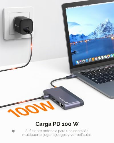 Estación de carga USB C 8 en 1 NOVOO para teletrabajar en casa con orden y limpieza 6