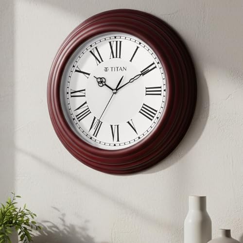 Image of Titan Roman Heritage Wall Clock with Roman Numerals & Multi-Layered Case, Silent Sweep, Model W0120PA01 | 40 cm x 40 cm x 5 cm