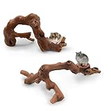 kathson 2PCS Wood Hamster Climbing Branches Decor, Natural Wooden Syrian Hamster Climb Chewing Toys, Rat Exercise Toys, Small Animal Habitat Decor Accessories for Dwarf Pets, Gerbils, Mice (5.9 in)