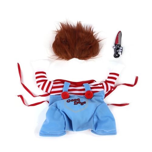 Disfraz divertido de Chucky para perro, disfraz de Chucky para Halloween, disfraz de Chucky aterrador para mascotas, disfraz de fiesta de cosplay, disfraz de vacaciones, disfraz genial para perro y