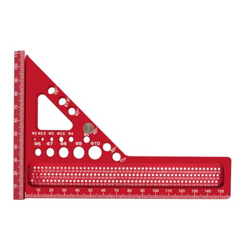 Stronrive Measuring Ruler for Woodworking, Triangle Ruler Aluminum Measuring Ruler, High Precision Square Protractor Layout Measuring Tool for Carpenter & Engineers