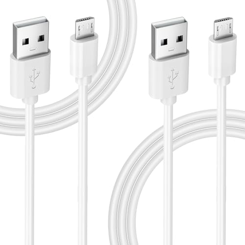Image of Superer 2 Pack 10 ft White Micro USB Charger Cable Fit for PS4 Controller, Xbox One X S, Kindle Paperwhite, Amazon Fire Tablet, Roku Streaming Stick Express, Android Phone Data Sync Power Cord
