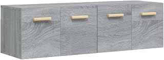 vidaXL 2x Wall Cabinets Living Room Furniture Wall Storage Unit Floating CD Display Hanging Cabinet with Door Grey Sonoma Engineered Wood