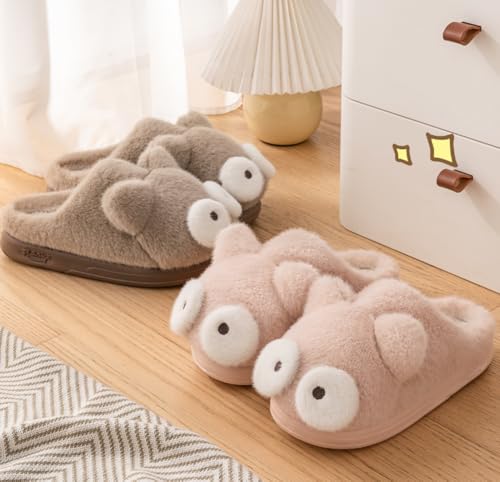 Fuzzy Big Eyes Cat Slippers House Slippers for Women Fluffy Furry Cute Animal Women's Warm Winter Slipper Indoor 20252