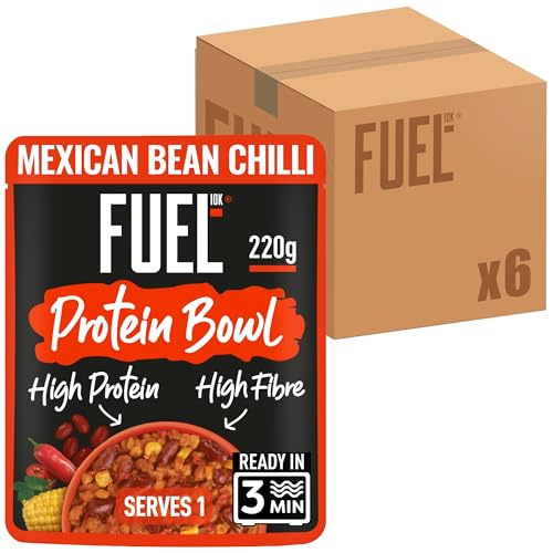 FUEL10K High Protein Mexican Bean Chilli Microwave Ready Meal, 220 g (Pack of 6)