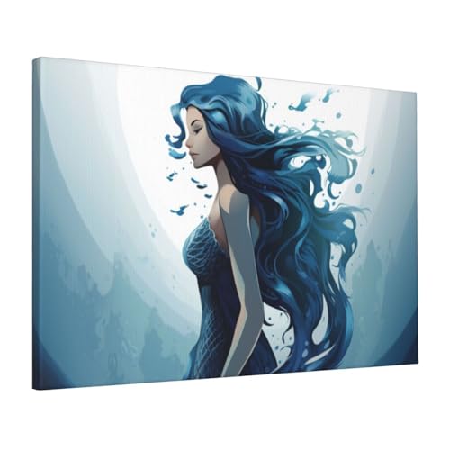 Impression sur toile de sirène bleue affiches à suspendre chambre et décoration murale HD