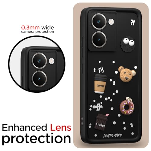 Image of Outlouders Back Cover for Realme P3 Ultra 5G | 3D Cartoon Bear Cute Fun Silicone Full Body Protection Bumper Case (Black)