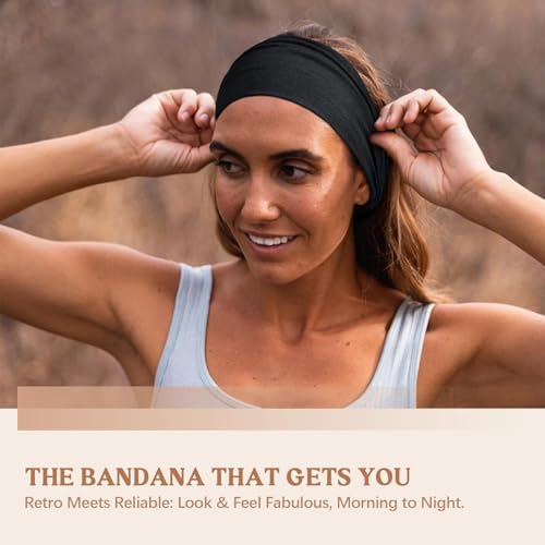 Image of Awumbuk Wide Headbands for Women Knotted No Slip Head Bands Soft Turban Headband Hair Accessories Boho African Solid Color Head Wraps for Women Yoga Workout (Dark blue)