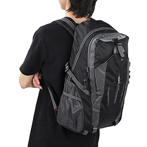 Natudeco 40L Hiking Backpack Nylon Double Shoulder Bag Multiple Pockets Climbing Backpack Waterproof Wearable Travel Backpack for Climbing Camping Hiking Fishing(Black) - Image 3