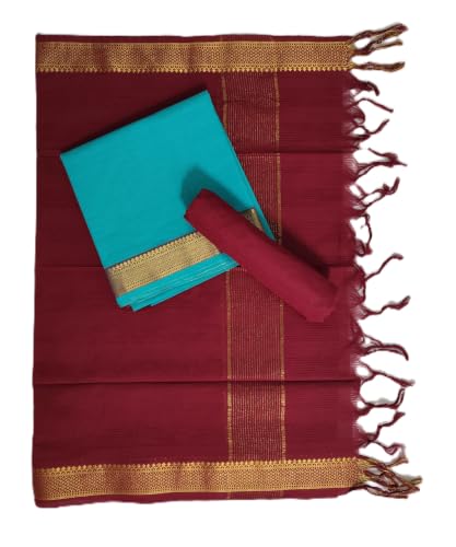 Image of SANJ Mangalagiri Cotton Unstitched Dress Material for Womens dress Unstitched Traditional salwar suit | TOP | Bottom | Duppatta