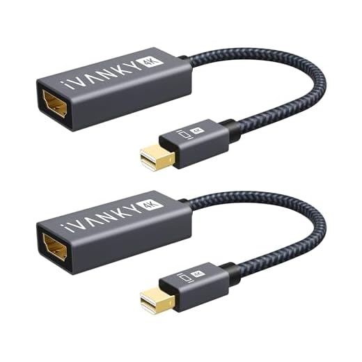 Mini Displayport to HDMI Adapter [2-Pack, Super Slim, Nylon Braided] iVanky Thunderbolt to HDMI Adapter for Microsoft Surface Pro/Dock, Apple MacBook Air/Pro, Monitor, Projector and More -Space Grey