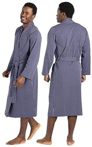 PajamaGram Mens Summer Robe with Pockets - Men Lightweight 100% Cotton Robe House Coat for Men, Men's Bathrobe2
