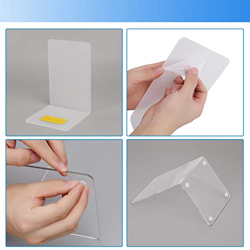 Image of Acrylic Book Ends 6 Pcs, Clear Bookends, Bookend Organizer for Shelves