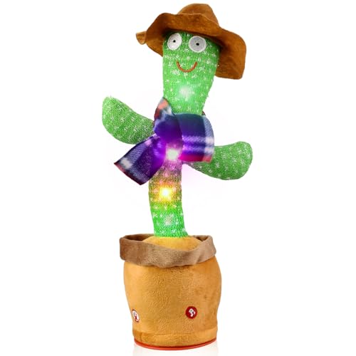 SBWBZB Talking Cactus Toy Singing Dancing Repeating Cactus Toy for Baby Toddler 6 to 12 Months Interactive Plush Basby Sensory Toy for Boys Girls Birthday Present Gift Age 1 2 3