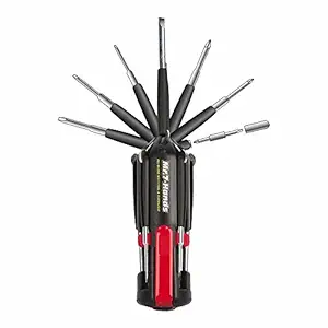 Apollo Tools DT1019 Mr. 7-Hands, Patented, 8 in 1 Screwdrivers with Worklight, red
