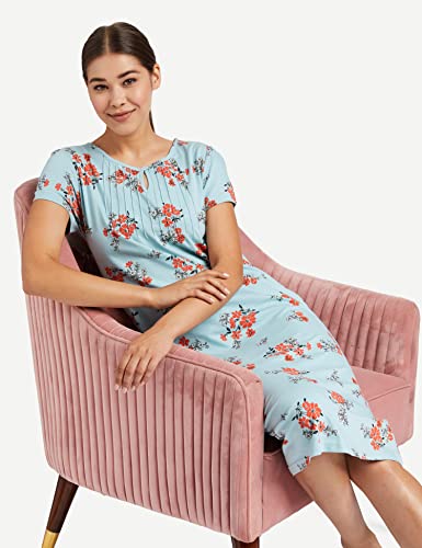 Image of Amazon Brand - Symbol Women's Casual Cotton Calf Length Regular Fit Nighty (Available in Plus Sizes)