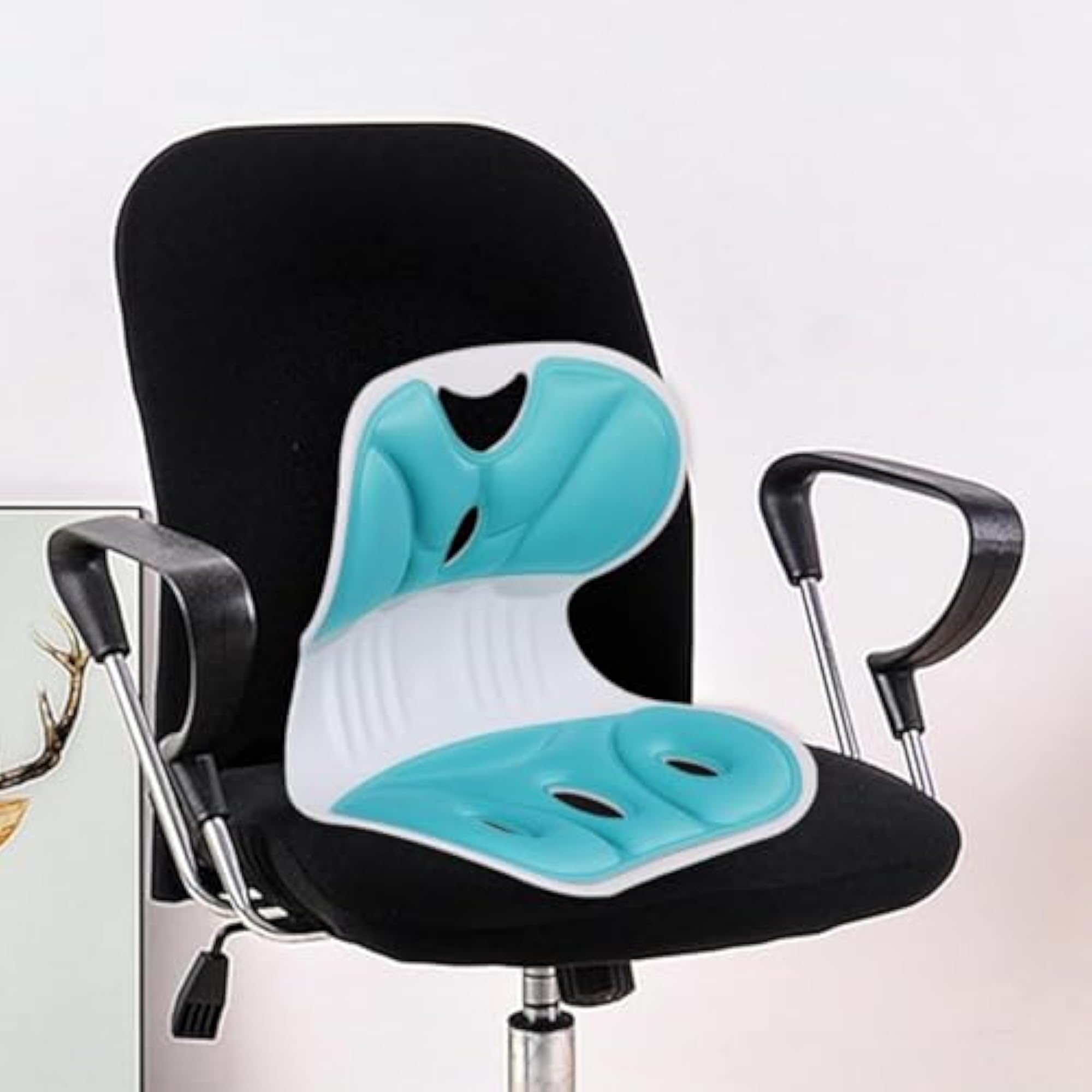 Ergonomic Lumbar Support Cushion, Memory Foam, Sky Blue