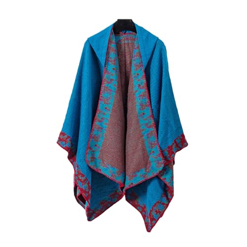 Poncho à capuche femme ample et chaud avec ouverture devant vintage
