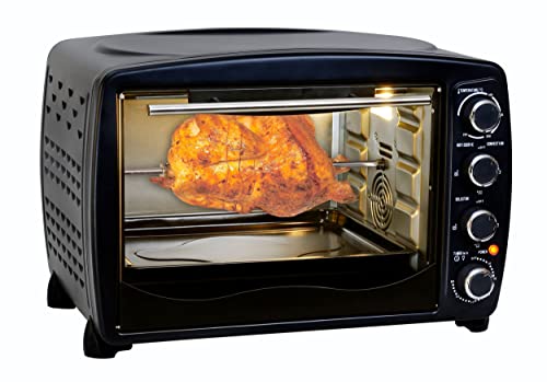 Team Kalorik Four 40 Litres avec Pince, Plateau, Grille et Broche Rotative (100-250°C), 1500 W, Métal/Verre, Noir, TKG OT 1013 BCRL