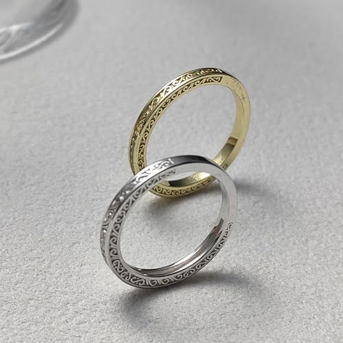 Image of Vintage Celtic Knot Women's Engagement Ring Sets 925 Sterling Silver /14K Gold Plated Stackable Wedding Bands Rings AAAAA Cubic Zirconia Women Bridal Sets Wedding Ring Band Width 1.8mm Size 5-9