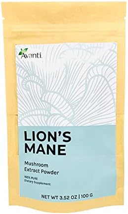 Laboratorio Avanti 100% Lion's Mane Mushroom Extract Powder, 3,52 Oz, Pure, Free of Additives, 3.52 Ounce