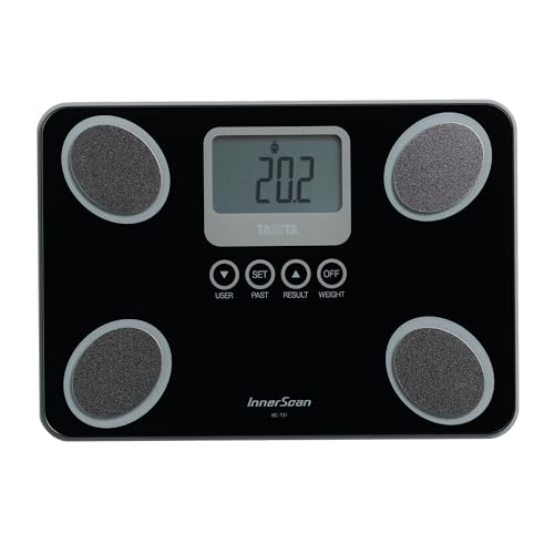 TANITA BC-731 Moniteur de Composition Corporelle Compact en Verre à Innerscan Écran LCD Facile à Lire 10 Mesures Noir