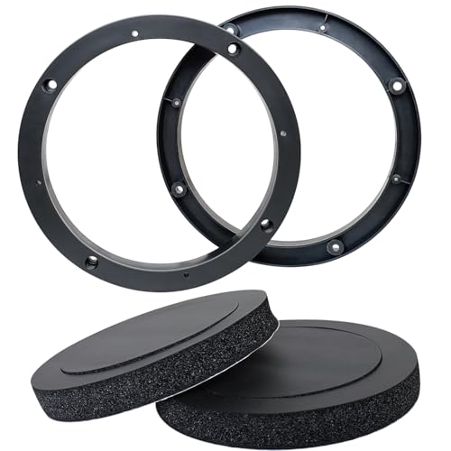 Fiegromech 6.5 Inch Plastic Car Speaker Spacer with 6.5" Foam Ring Adapter Kit,Vehicle Door Speakers Baffle Hollow Auto Audio Stereo Mounting Gasket