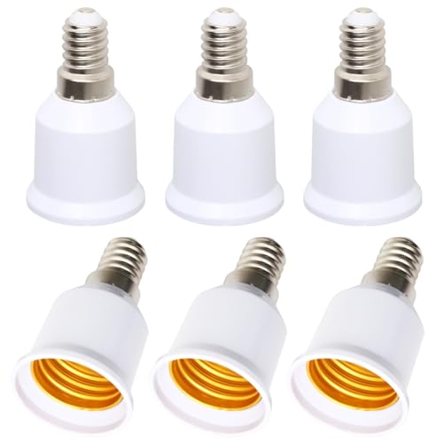 Seentech E12 - E26/E27�A�_�v�^�[ �C�� E12 �V�����f���A���C�g�\�P�b�g�R���o�[�^�[ �W���~�f�B�A���X�N�����[�x�[�X �V�[�����O�t�@��/�y���_���g���C�g/�V�����f���A�pLED�d���ɑΉ� (6�p�b�N)