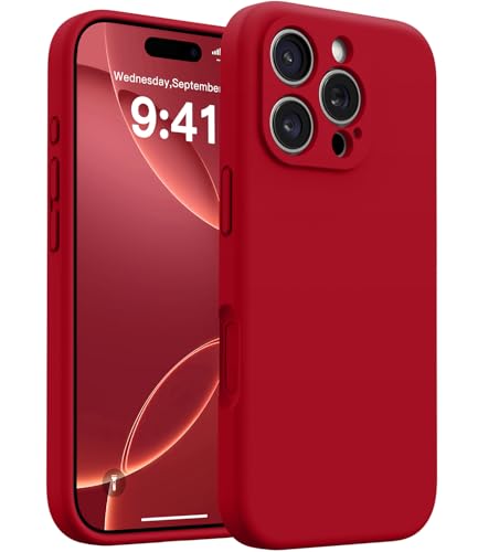 AOTESIER Magnetic for iPhone 16 Pro Case, Silicone | Full Camera Protection | Integrated Camera Control Button | MagSafe Compatible | Anti-Scratch Microfiber Lining Phone Case, Red