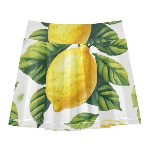Joisal Print Athletic Shorts Girls Skorts Tennis Skirts Kids Teen Skirt Watercolor Yellow Lemon Vibrant 4t